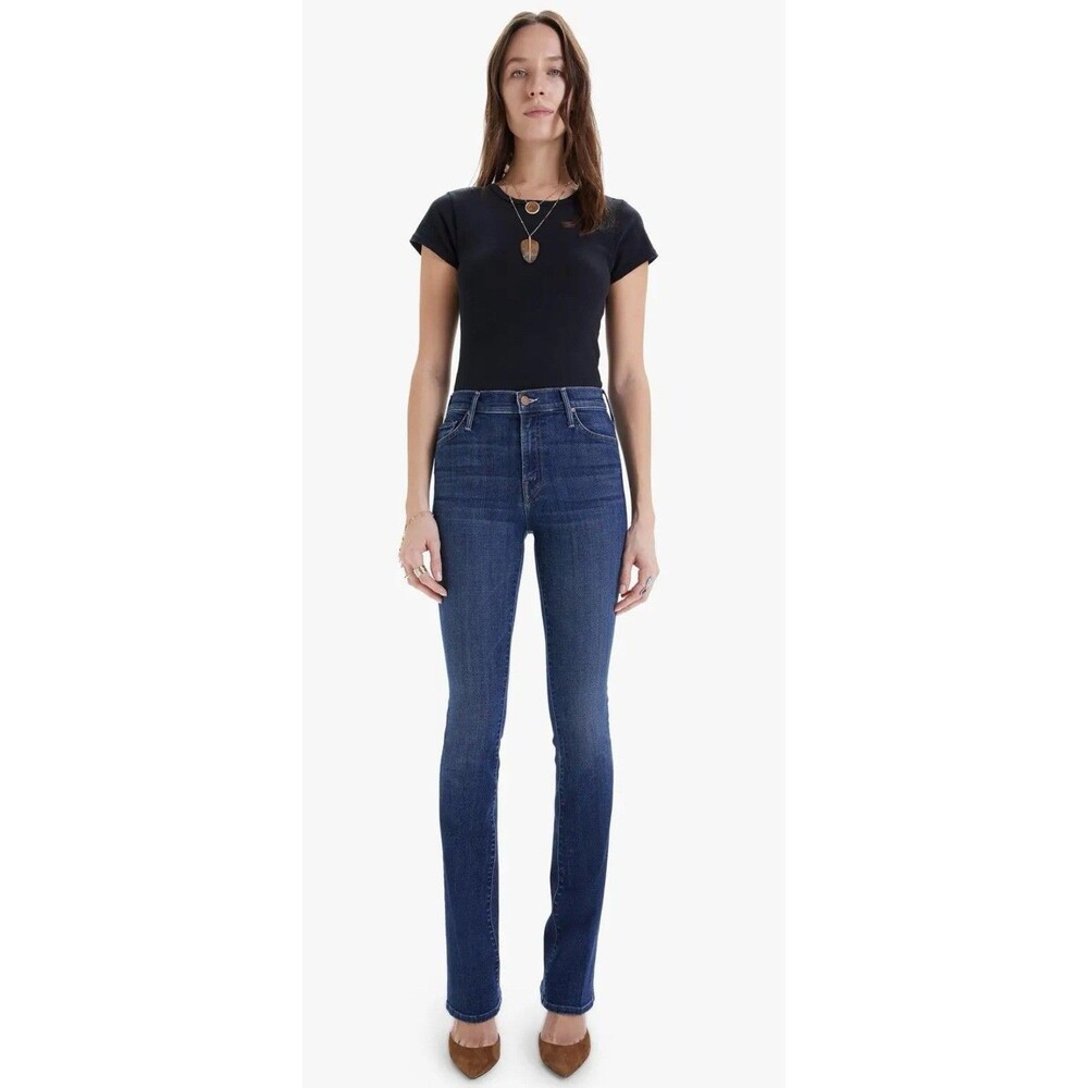 Mother Jeans Women's 28 Dark Wash Blue The Insider Slim Hot Springs Whiskering
